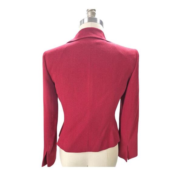 Albert Nipon Cherry Red 100% Wool Blazer Sz 6 Snap Front Gorgeous - Picture 3 of 5
